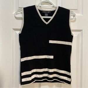 Vintage Sonia Black and White Sleeveless Top Women’s Petite Small